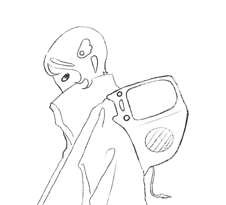 Computer and Angel drawing